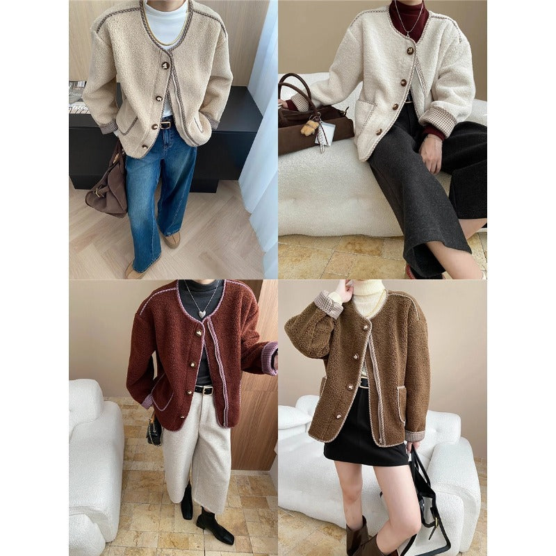 Damen Strickjacke Dekorative Knöpfe Taschen Norvielle