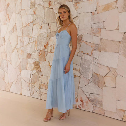Damen Maxikleid mit Zierschnürung und Raffungen Norvielle