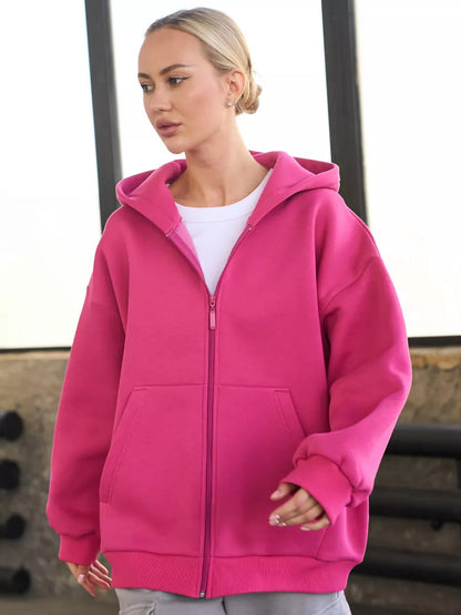 Damen Kapuzenpullover Lässig Reißverschluss Große Taschen Norvielle
