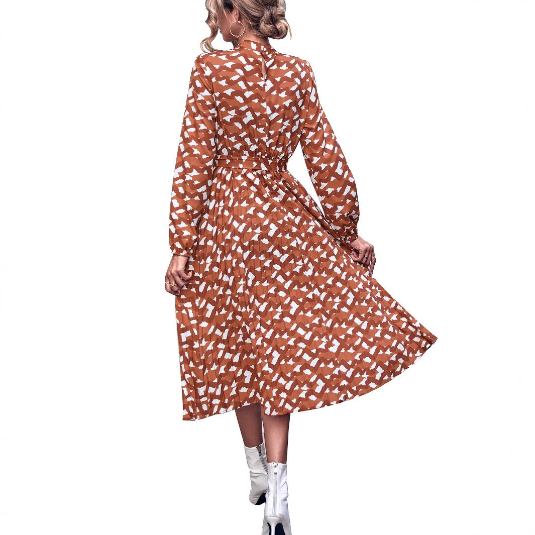 Damen Midikleid Rüschendetails Kreatives Muster Norvielle