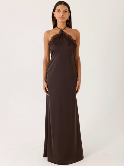 Damen Maxikleid Spitzen-Bustier Fließend Norvielle