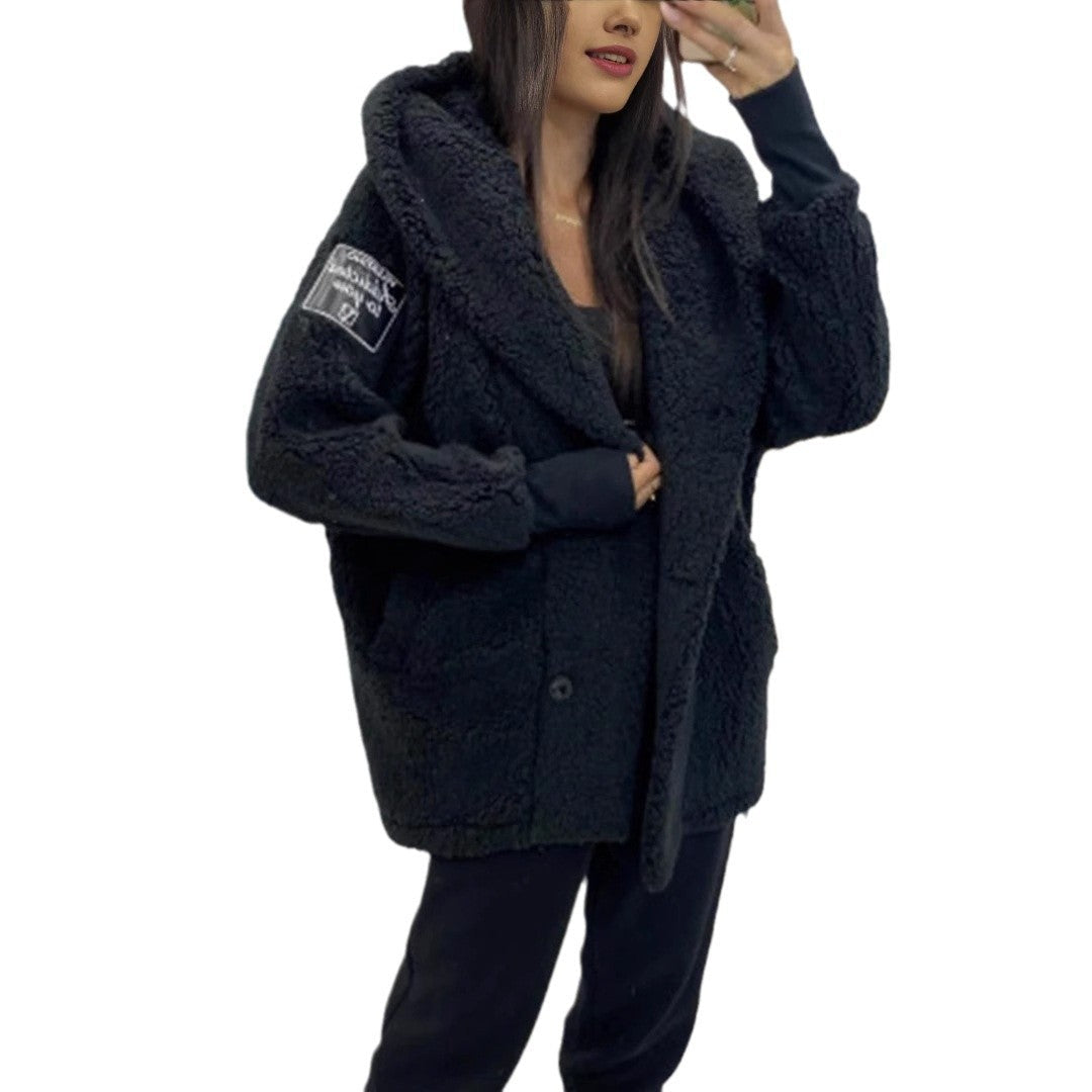 Damen Teddyfelljacke Klassischer Kragen Praktische Taschen Norvielle