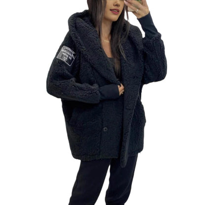 Damen Teddyfelljacke Klassischer Kragen Praktische Taschen Norvielle