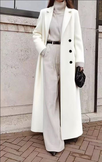 Damen Trenchcoat Jacke Lang Leder Gürtel