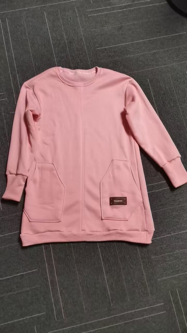 Damen Sweatshirtkleid Mit Seitentaschen Modern Norvielle