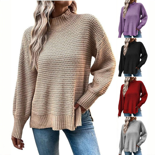 Damen Strickpullover Hochkragen Strukturmasche Norvielle - Norvielle