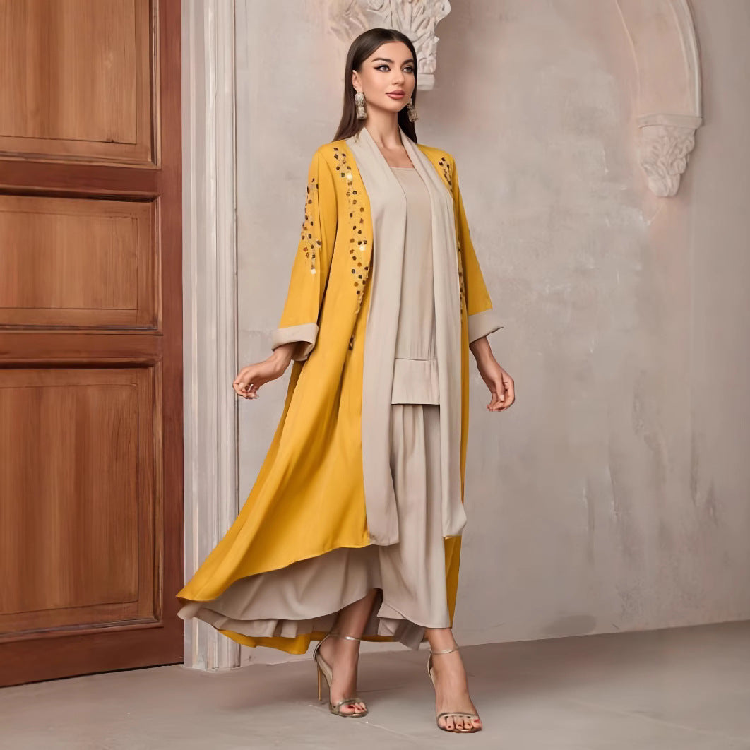 Damen Kimono Langarm Asymmetrisch Dekorative Applikationen Norvielle