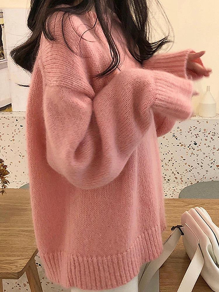 Damen Oversized Strickpullover Rippdetails Norvielle