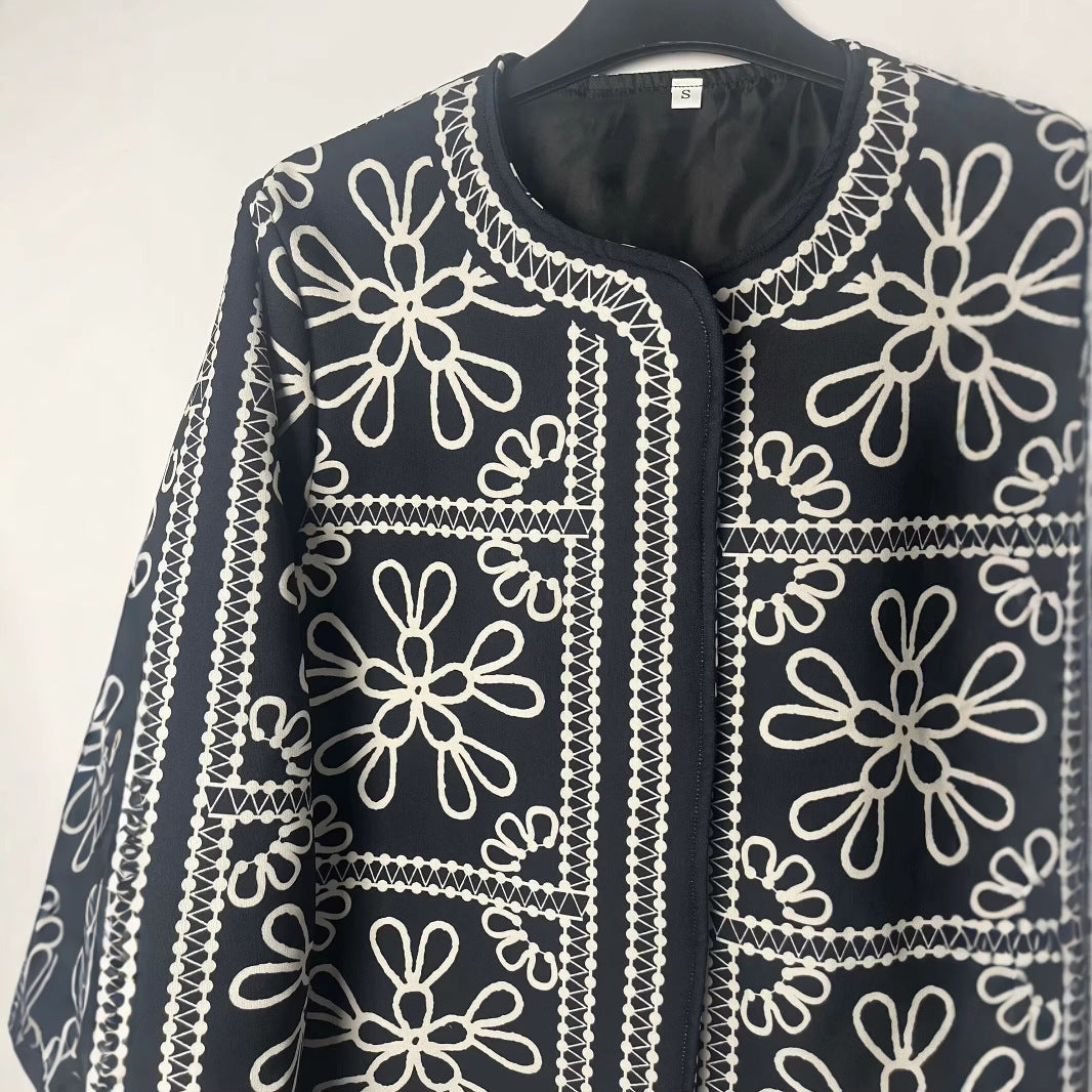Damen Patchwork-Jacke Florales Muster Elegant