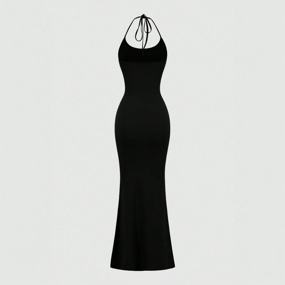 Damen Maxikleid Figurbetonter Stil Halterneck