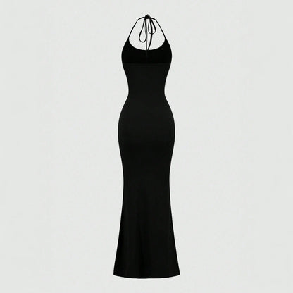 Damen Maxikleid Figurbetonter Stil Halterneck