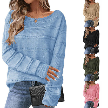 Damen Strickpullover Weit Geschnitten Luftige Struktur Norvielle - Norvielle