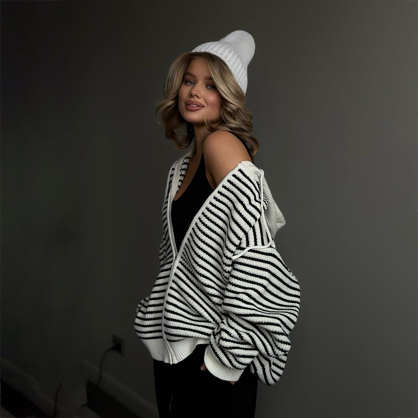 Damen Strickjacke Gestreift Norvielle