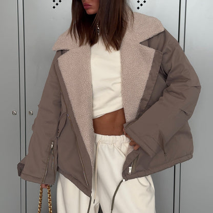 Damen Oversized Jacke Teddyfutter Norvielle