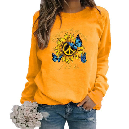 Damen Sweatshirt Sonnenblumen Schmetterling Design