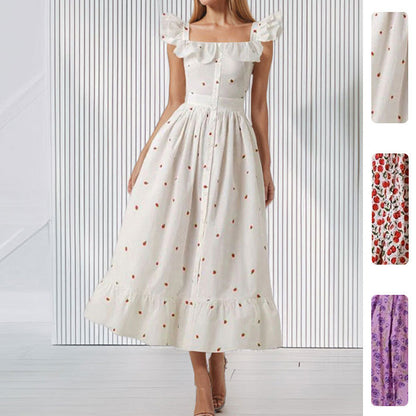 Damen Maxikleid Rüschen Floralmuster - Norvielle