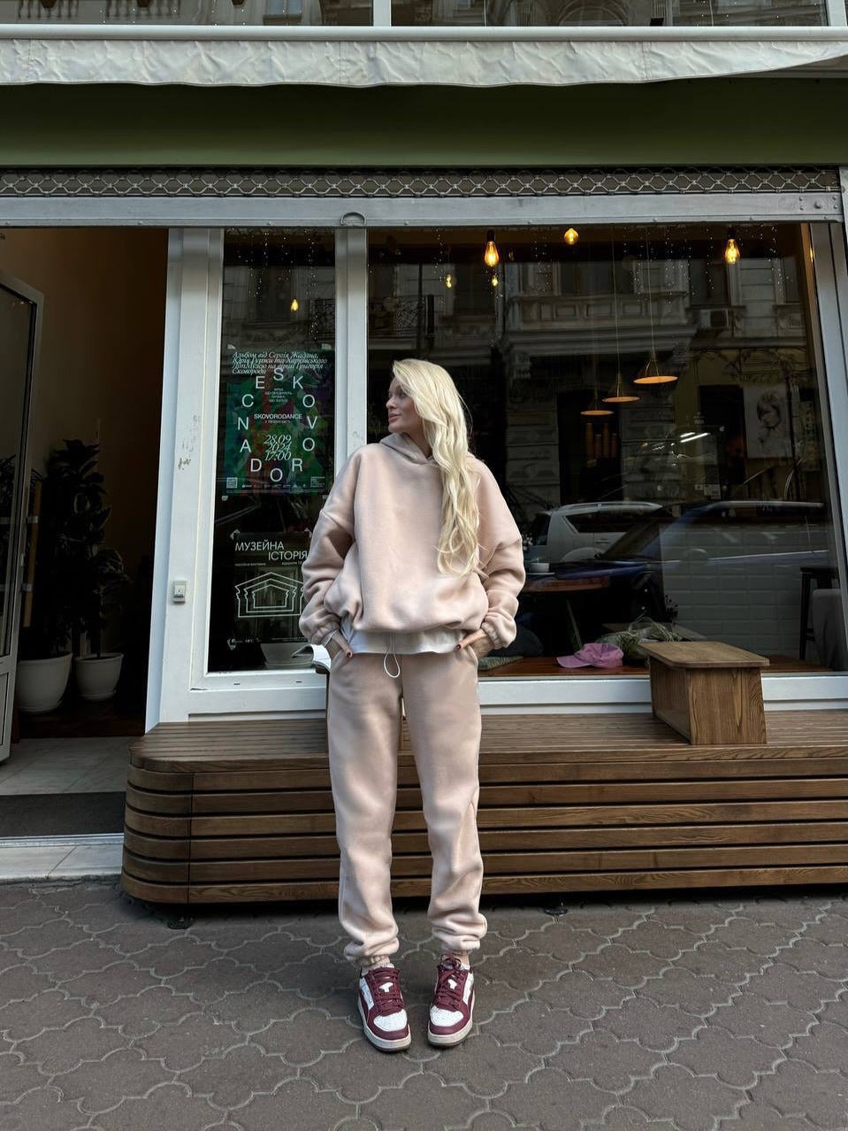 Damen Fleece-Jogginganzug Hochbündig Mit Taschen Norvielle