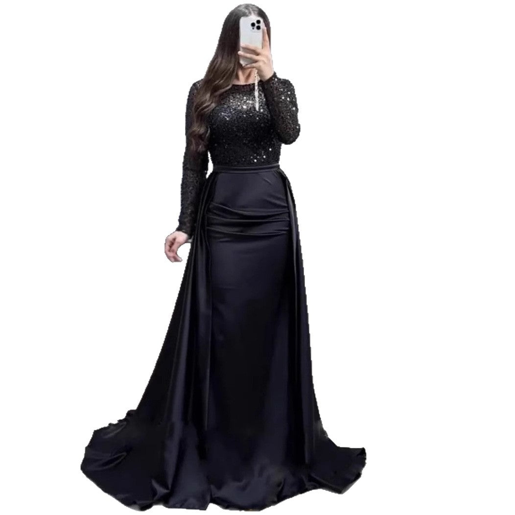 Damen Abendkleid Glitzer Oberteil Fließender Rock Norvielle
