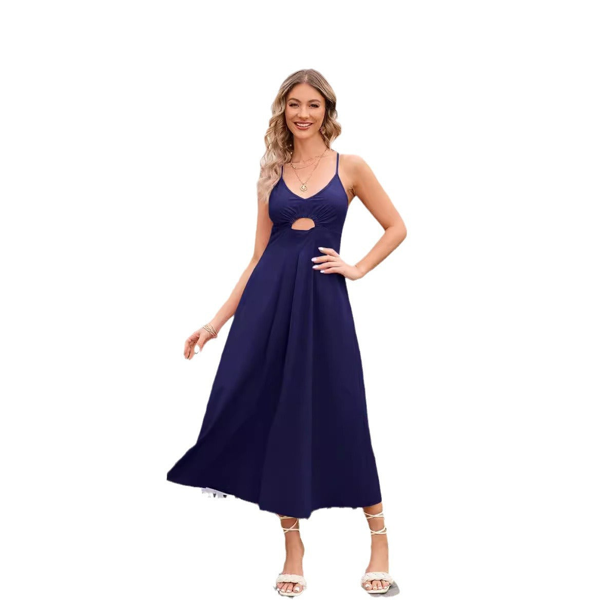 Damen Maxikleid Cut-Out Fließend Norvielle