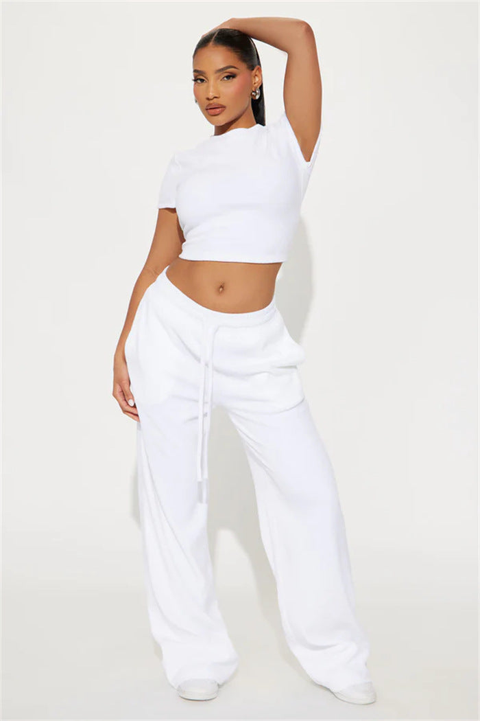 Damen Velours-Loungewear-Set Weich Cropped Oberteil Locker Hose