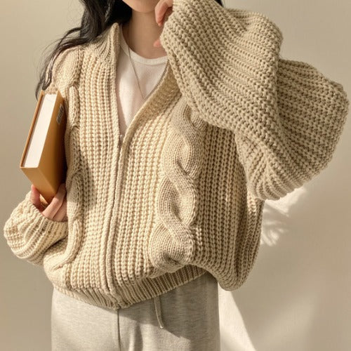 Damen Strickjacke Voluminöse Ärmel Modern Norvielle