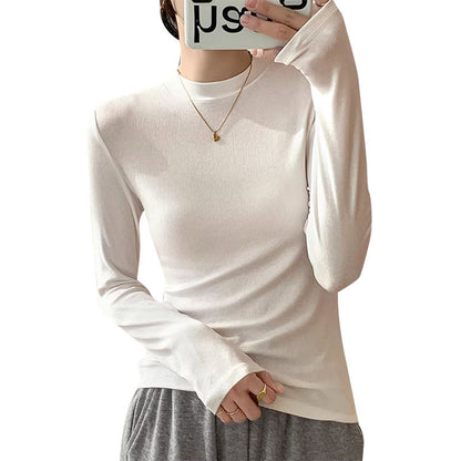 Damen Langarmshirt Höherer Stehkragen Norvielle