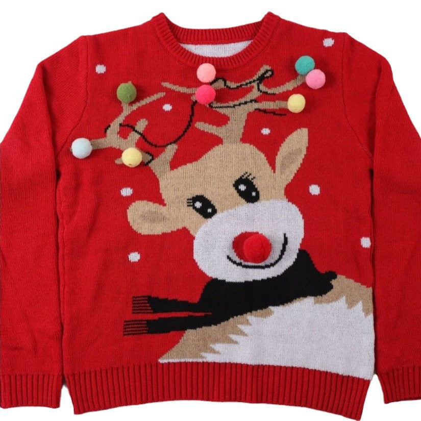 Weihnachtspullover 3D Rentier Motiv