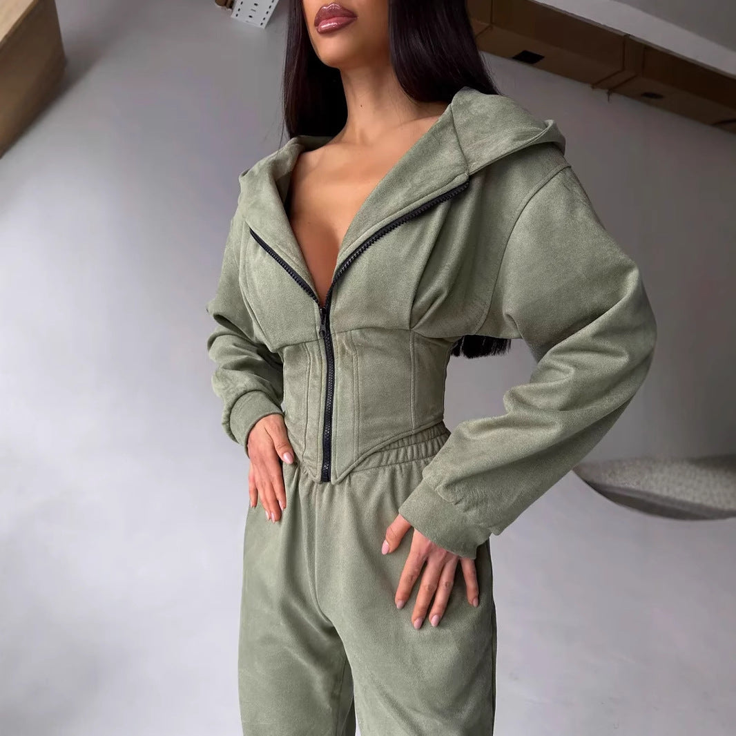 Damen Jumpsuit Tailliert Sportliche Kapuze Norvielle - Norvielle