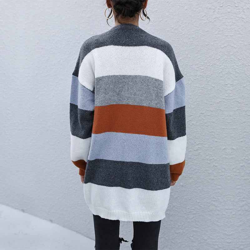 Damen Strickcardigan Offen Weich Rot Grün
