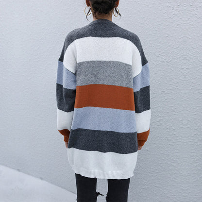 Damen Strickcardigan Offen Weich Rot Grün