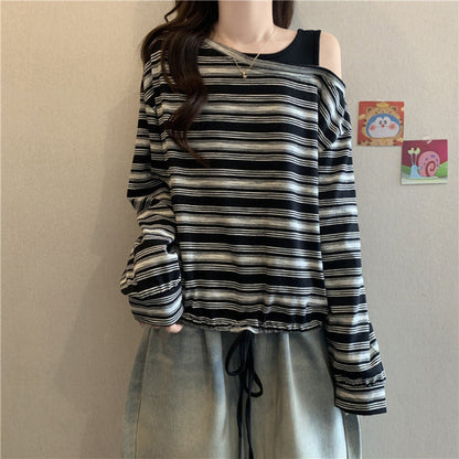 Damen Off-Shoulder Langarmshirt aus Baumwolle Norvielle