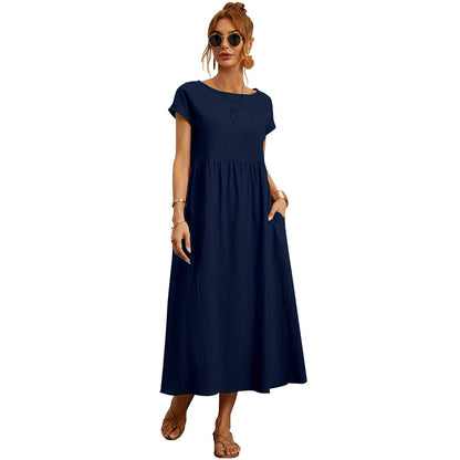 Damen Maxikleid mit Taillierung und Seitentaschen