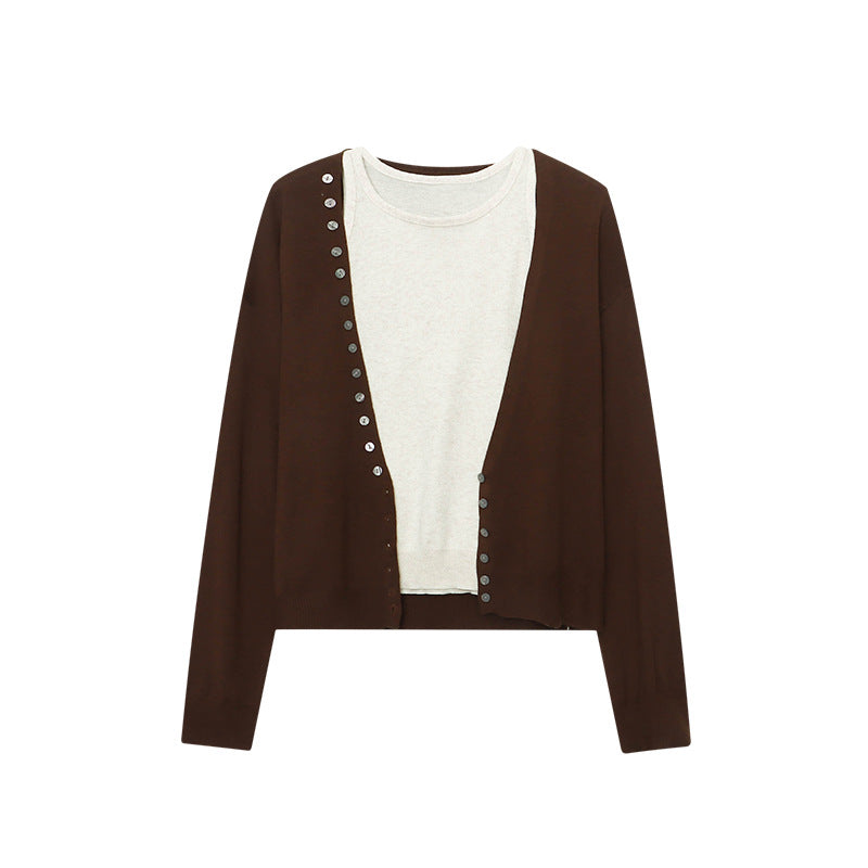 Damen Langarm-Cardigan mit Knöpfen Norvielle Lässig