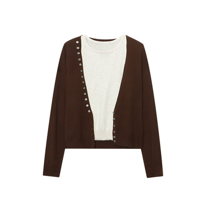 Damen Langarm-Cardigan mit Knöpfen Norvielle Lässig
