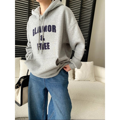 Damen Kapuzenpullover Lässiger Schnitt Mit Schriftzug Beige - Norvielle