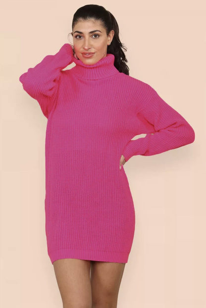 Damen Strickkleid Rollkragen Lässig Norvielle