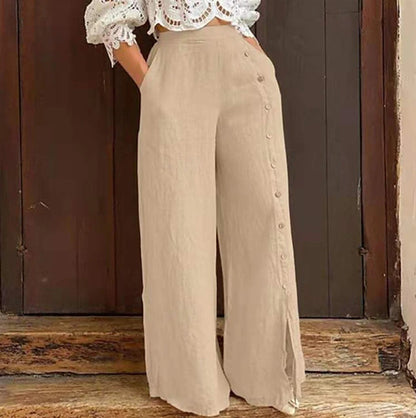 Damen Baumwollhose Weit Beinöffnung Elegantes Design