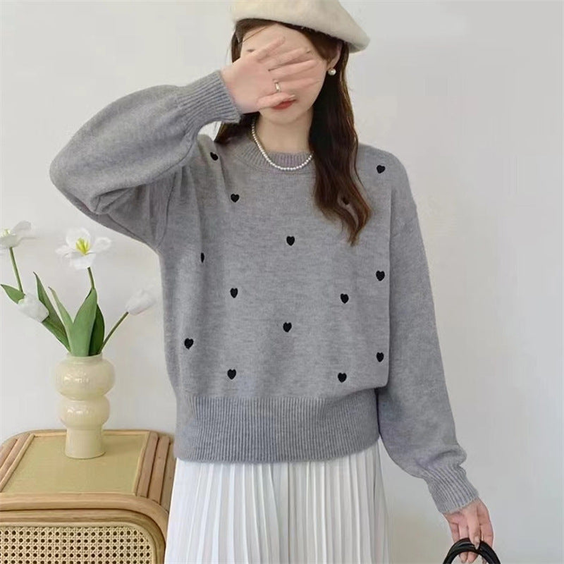 Damen Pullover Herz-Motiv Lässiger Schnitt Norvielle