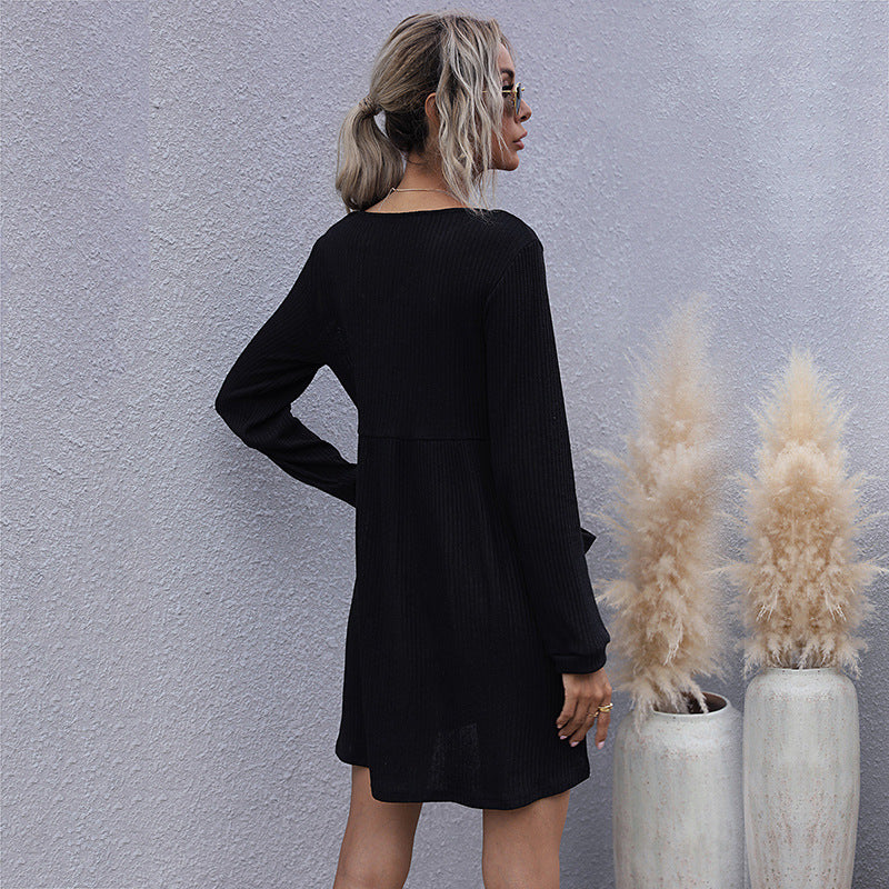 Damen Strickkleid mit Knopfleiste und Taschen Norvielle