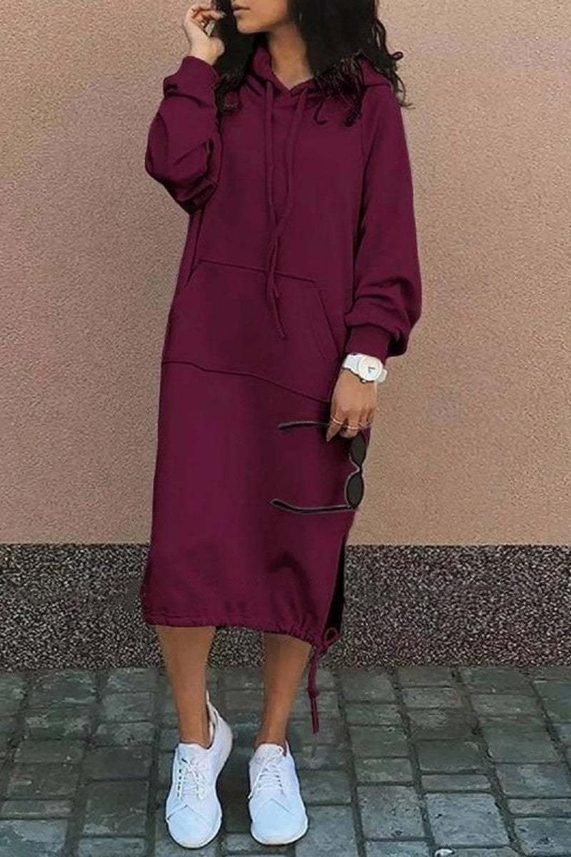 Damen Hoodie-Kleid Eingrifftaschen Regulierbarer Saum Norvielle