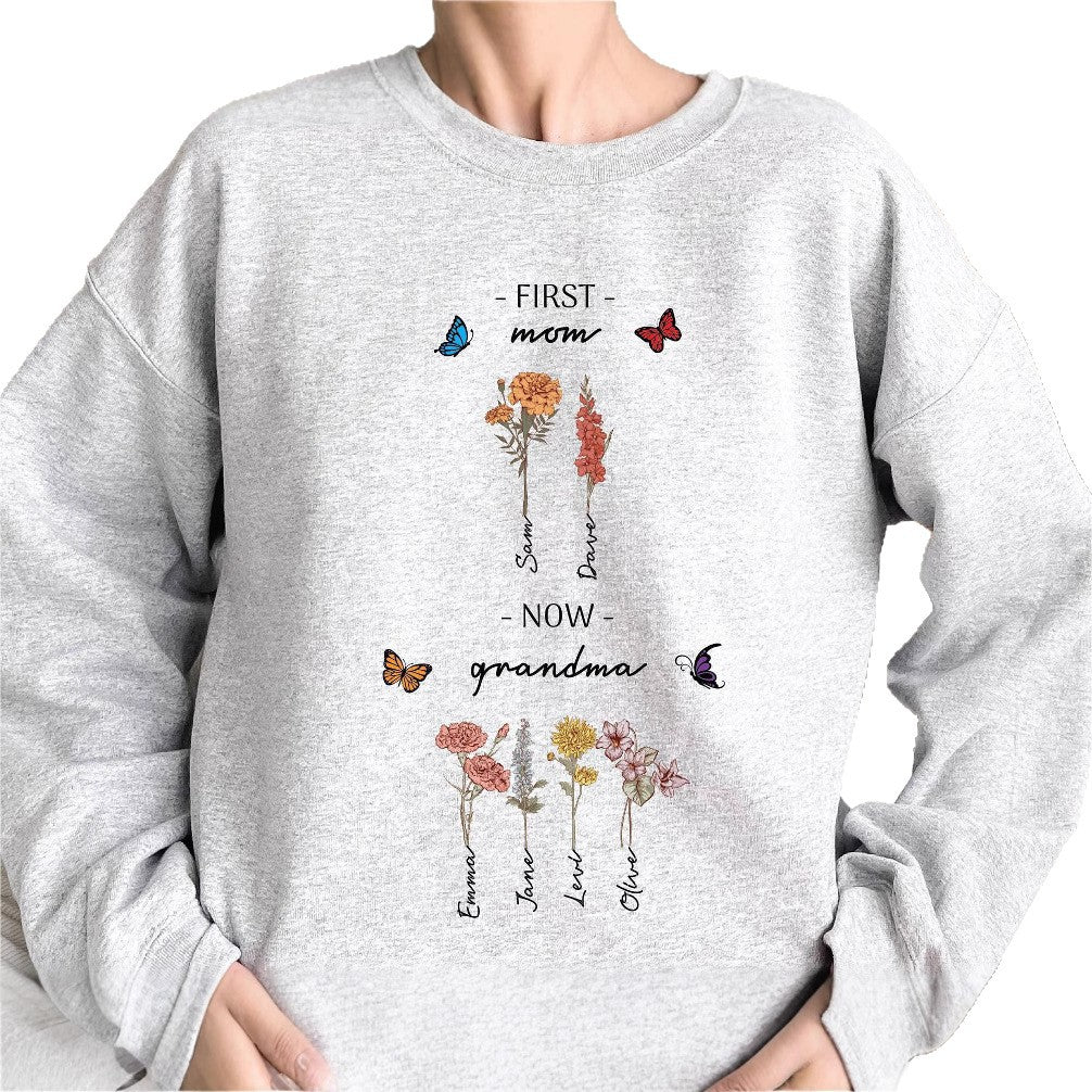 Damen Sweatshirt Floraler Druck Inspirierender Schriftzug Norvielle