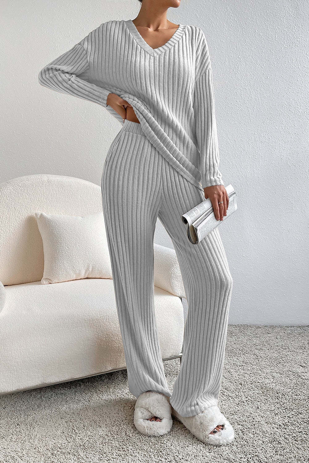 Damen Loungewear-Set Rippenstruktur Norvielle