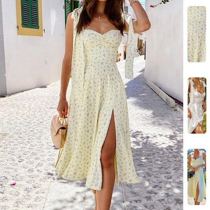 Damen Maxikleid Rüschen Schlitz Sommer Norvielle - Norvielle