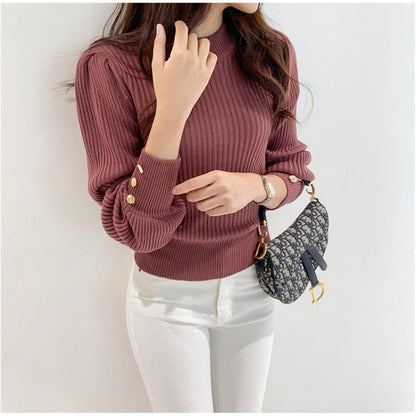 Damen Strickpullover mit Knöpfen Elegantes Design