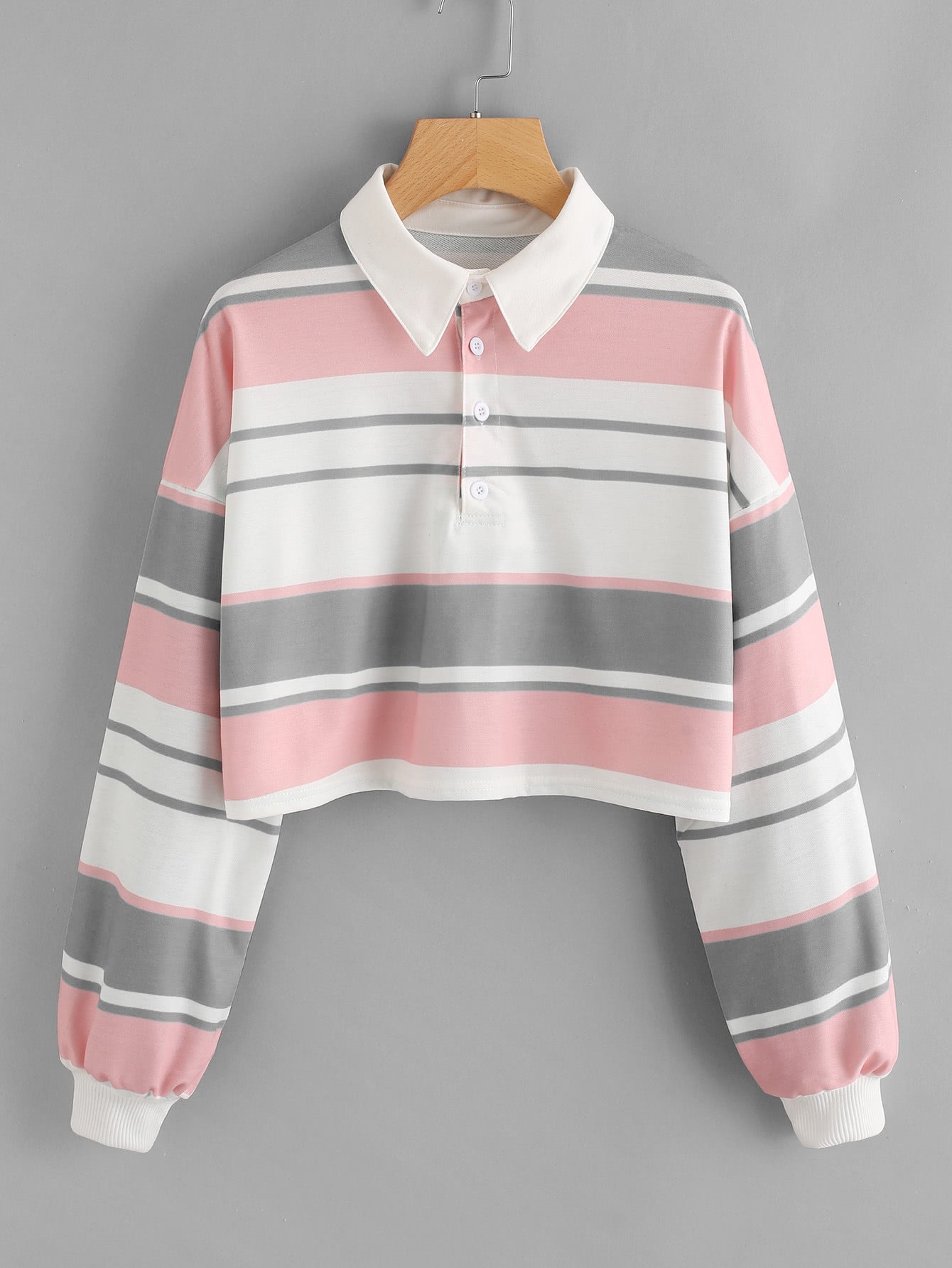Damen Polo-Shirt Crop-Design Farbblockmuster Norvielle