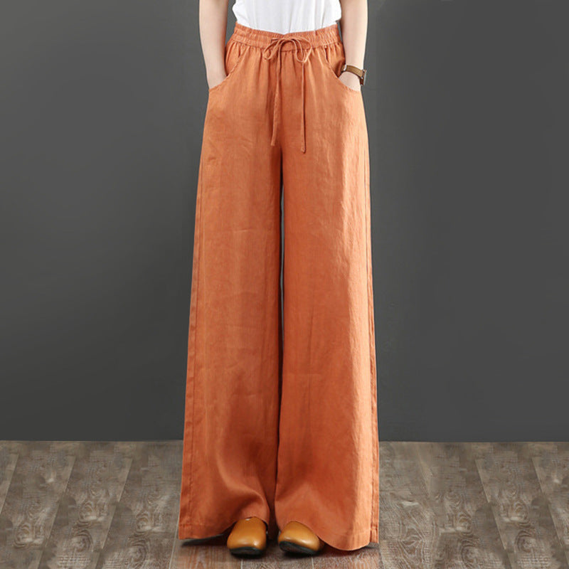 Damen Leinenhosen Weit Norvielle Beige