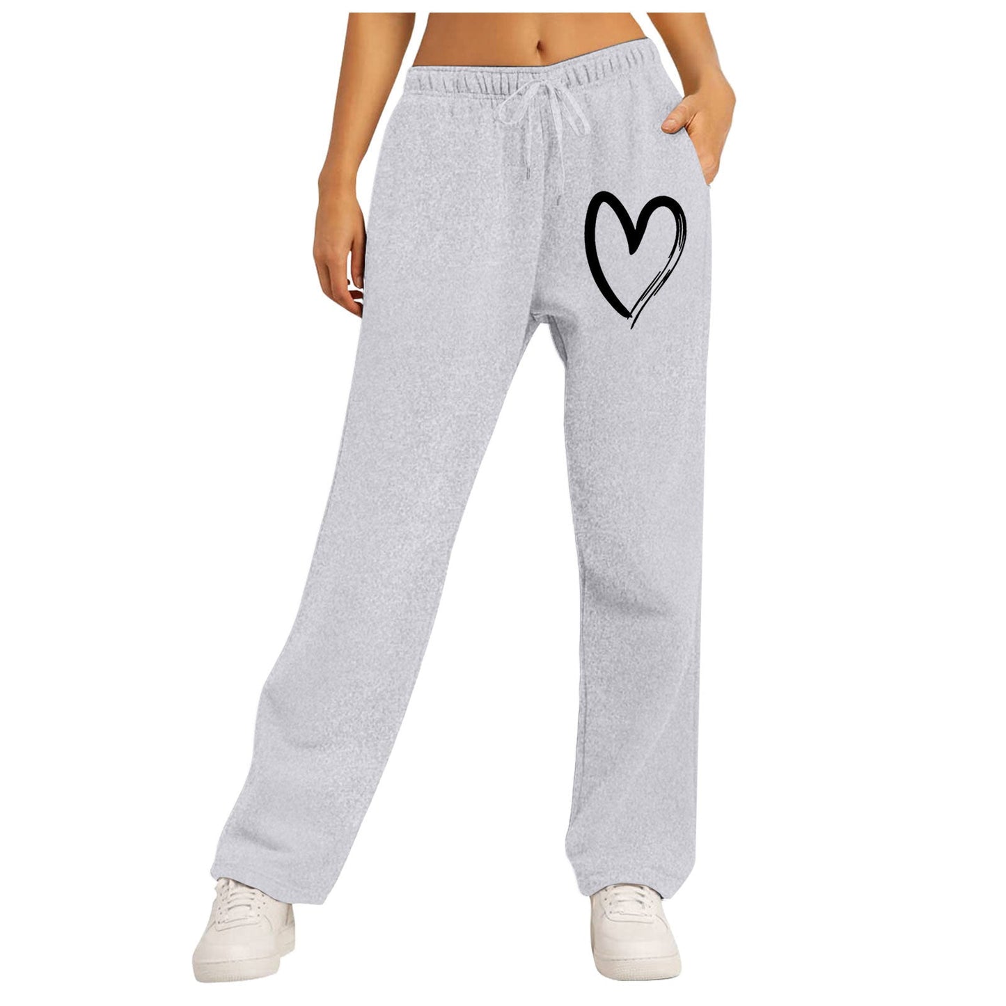 Damen Freizeithose Elastischer Bund Herzmotiv Norvielle