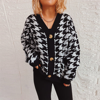 Damen Strickjacke modernes Hundemuster Norvielle