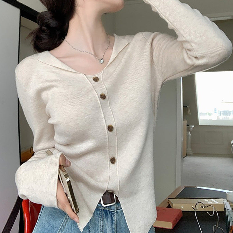 Damen Langarmcardigan FeinStrick Knopfleiste - Norvielle