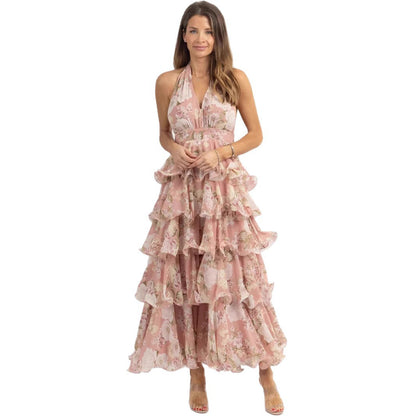 Damen Maxikleid Floraler Druck Mit Volants Norvielle